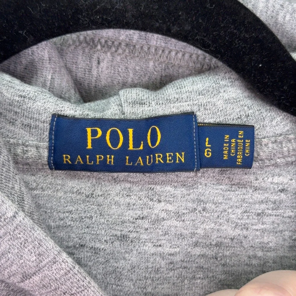Polo Ralph Lauren Hoodie Mens L Gray Heather Full Zip Fleece Sweatshirt Stretch